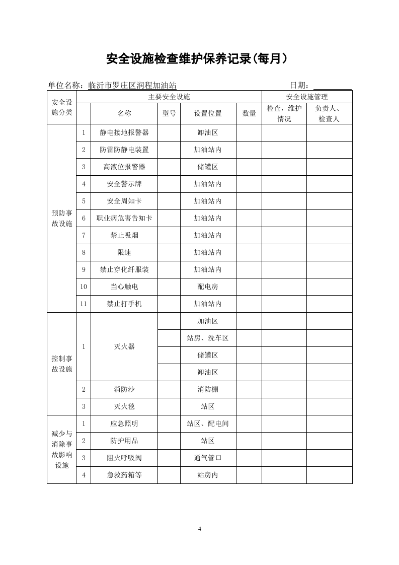 4.加油站安全设施管理及维护台账 第5页