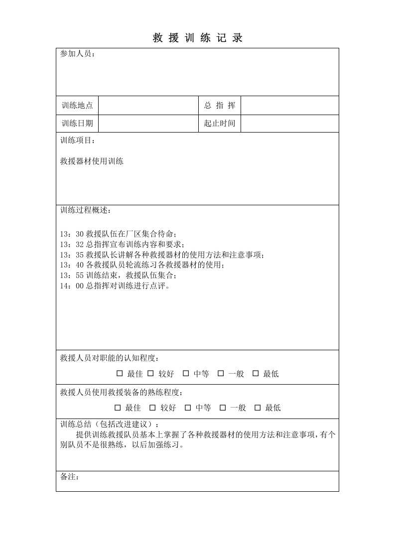 应急救援队伍训练记录(1) 第3页