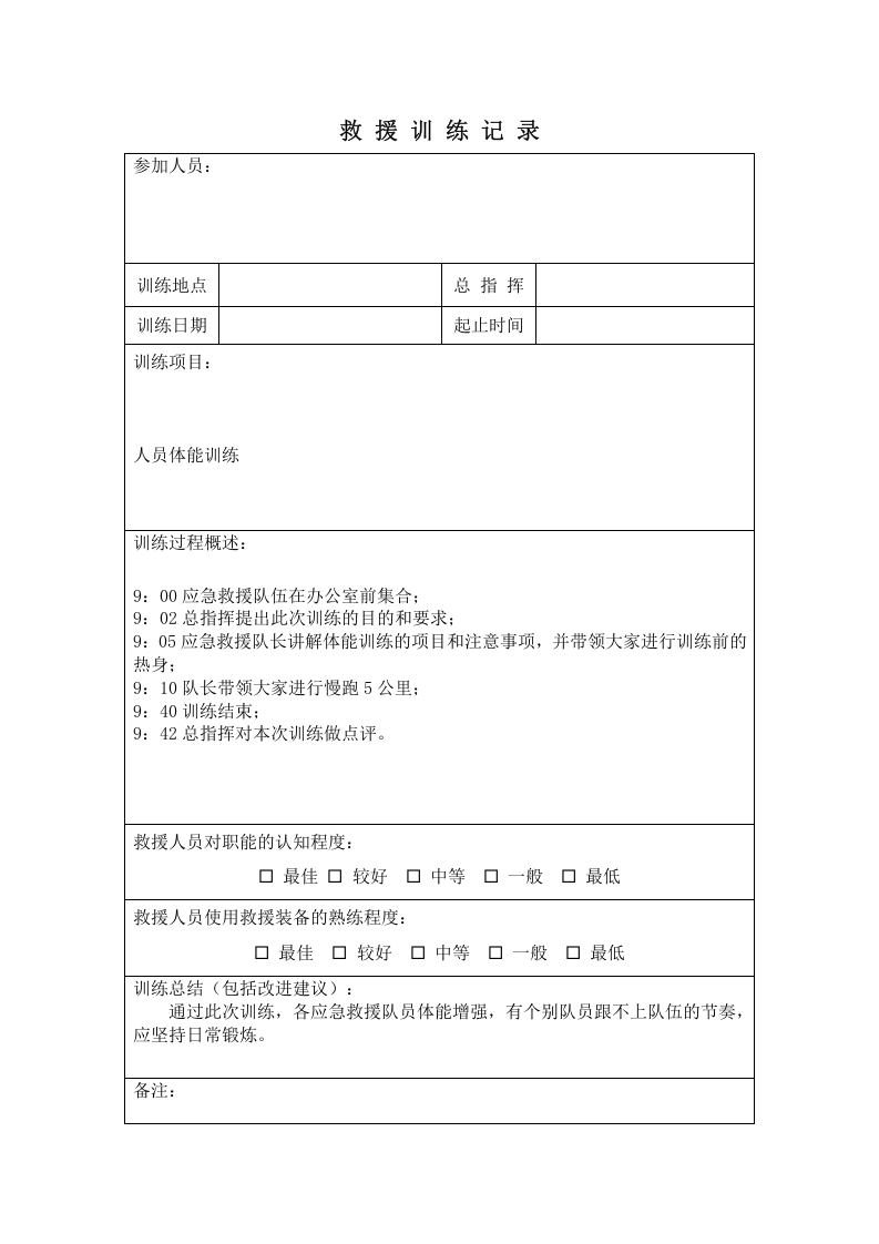 应急救援队伍训练记录(1) 第6页