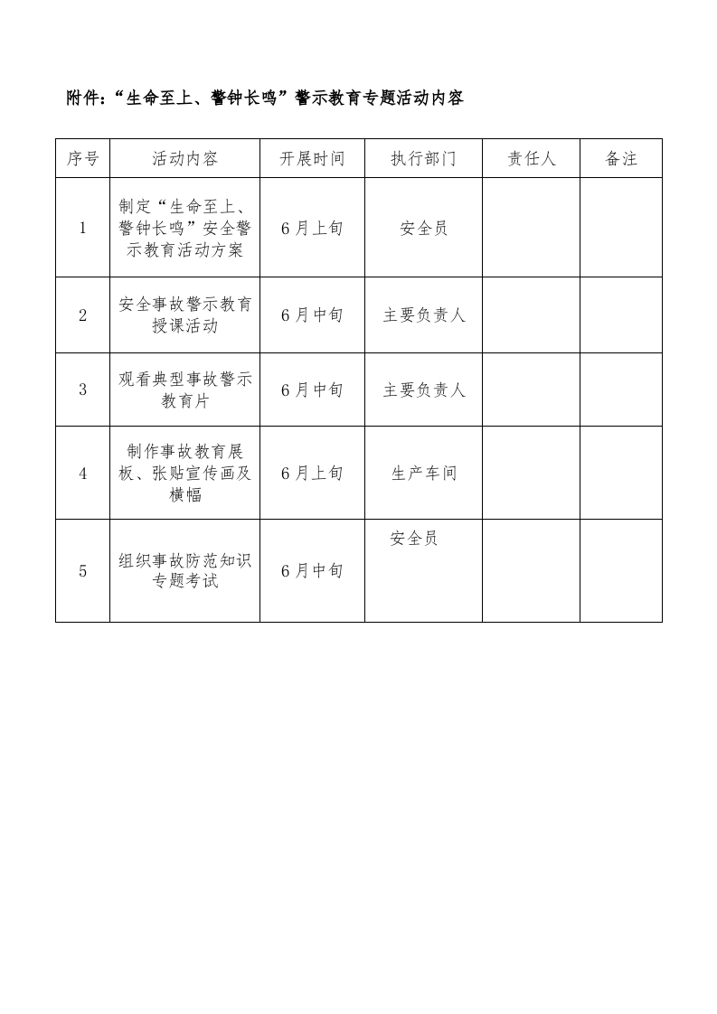 生命至上、警钟长鸣 活动方案 第4页