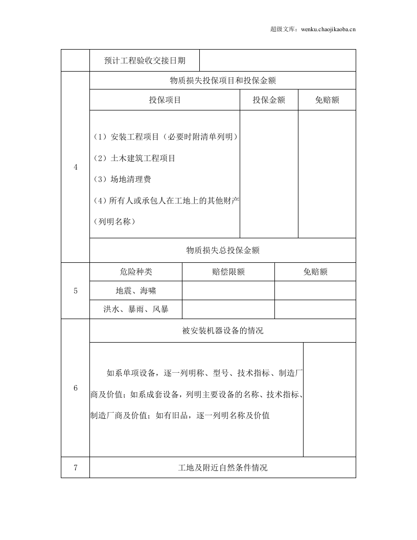 投保申请书（安装工程）.doc 第2页