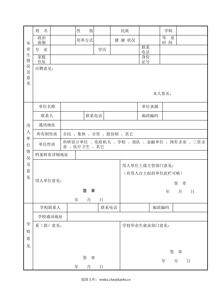 空白-毕业生就业协议书.doc 第2页