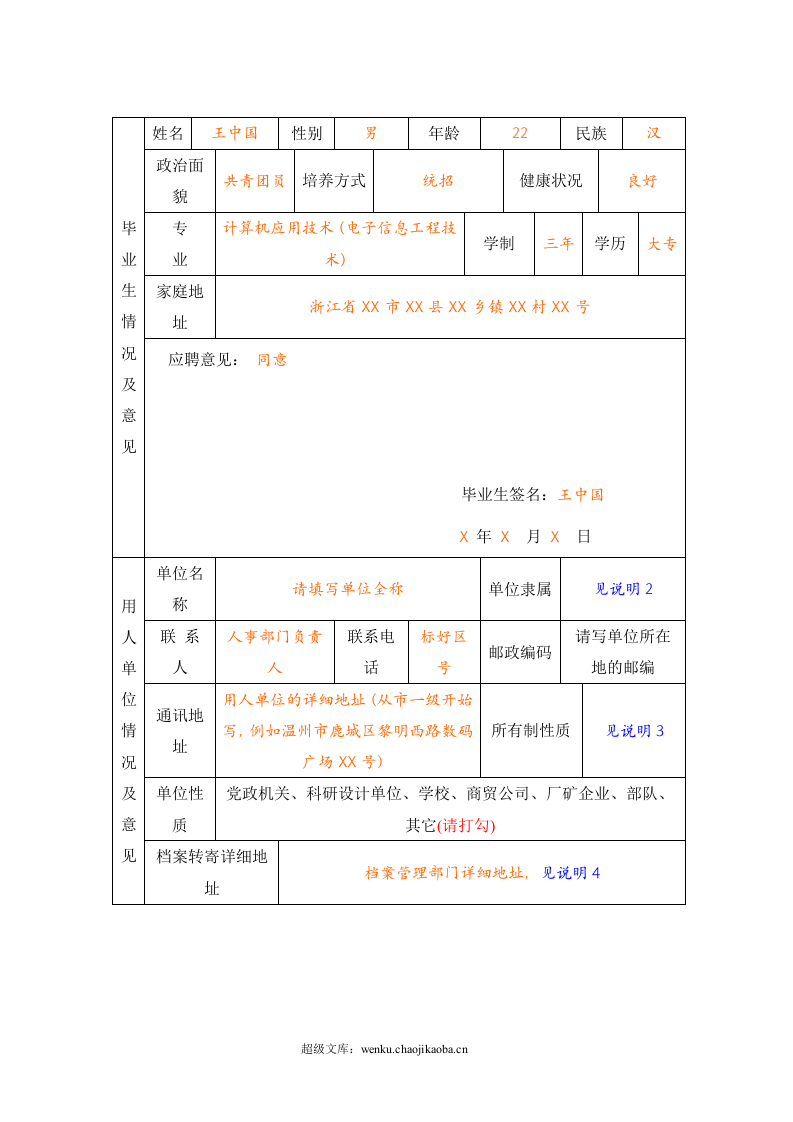 全国普通高校毕业生就业协议书(模版).doc 第2页