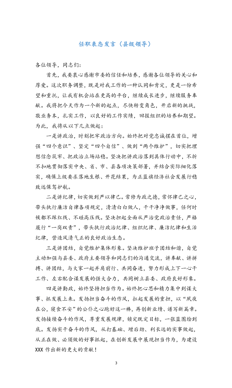 65任职表态发言稿参考范本（6篇）.doc 第3页