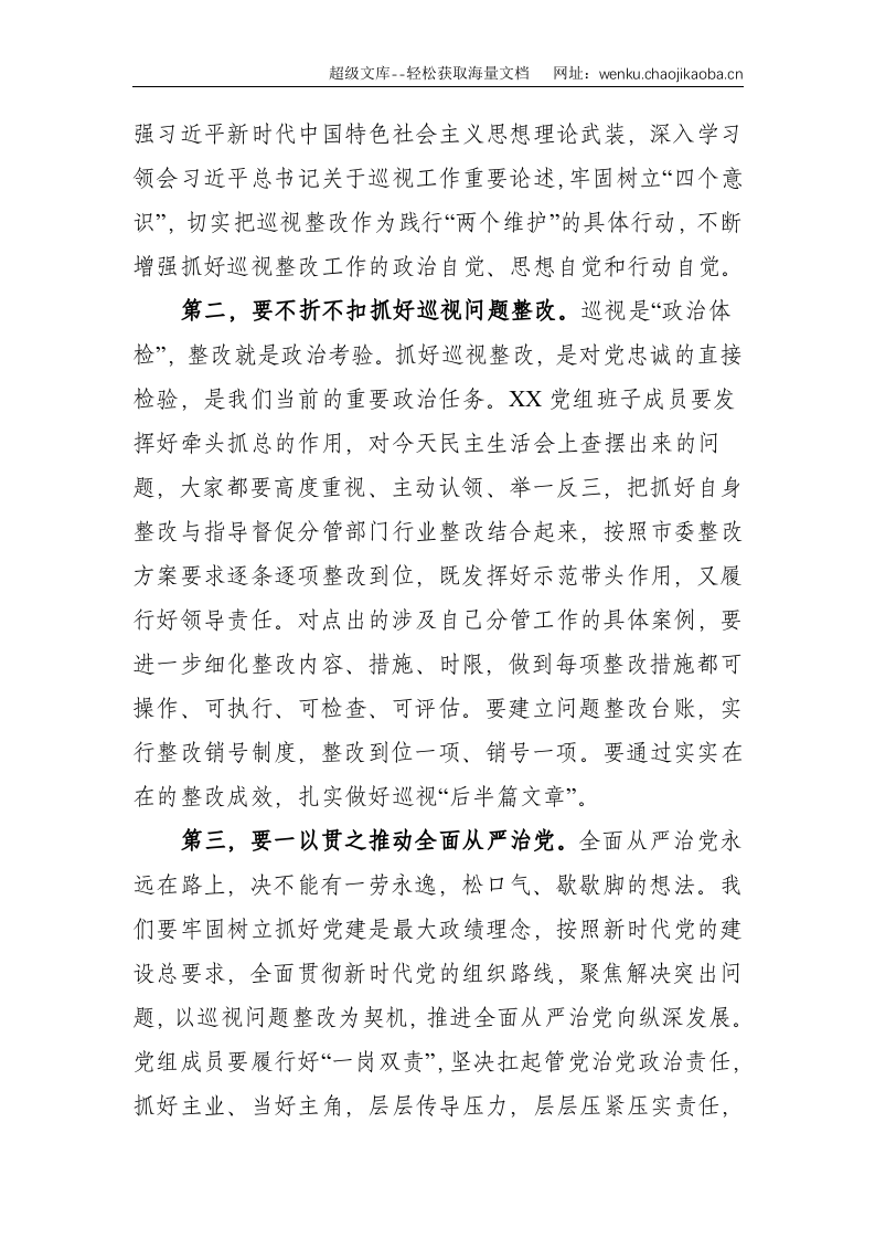 点评讲话：在巡视整改专题民主生活会上的讲话--1295.doc 第2页