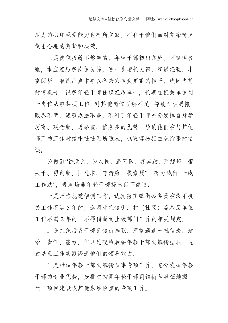 关于在镇街锻炼培养年轻干部的建议--1077.doc 第2页