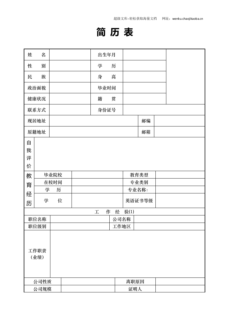 空白标准表格四页03.doc 第2页
