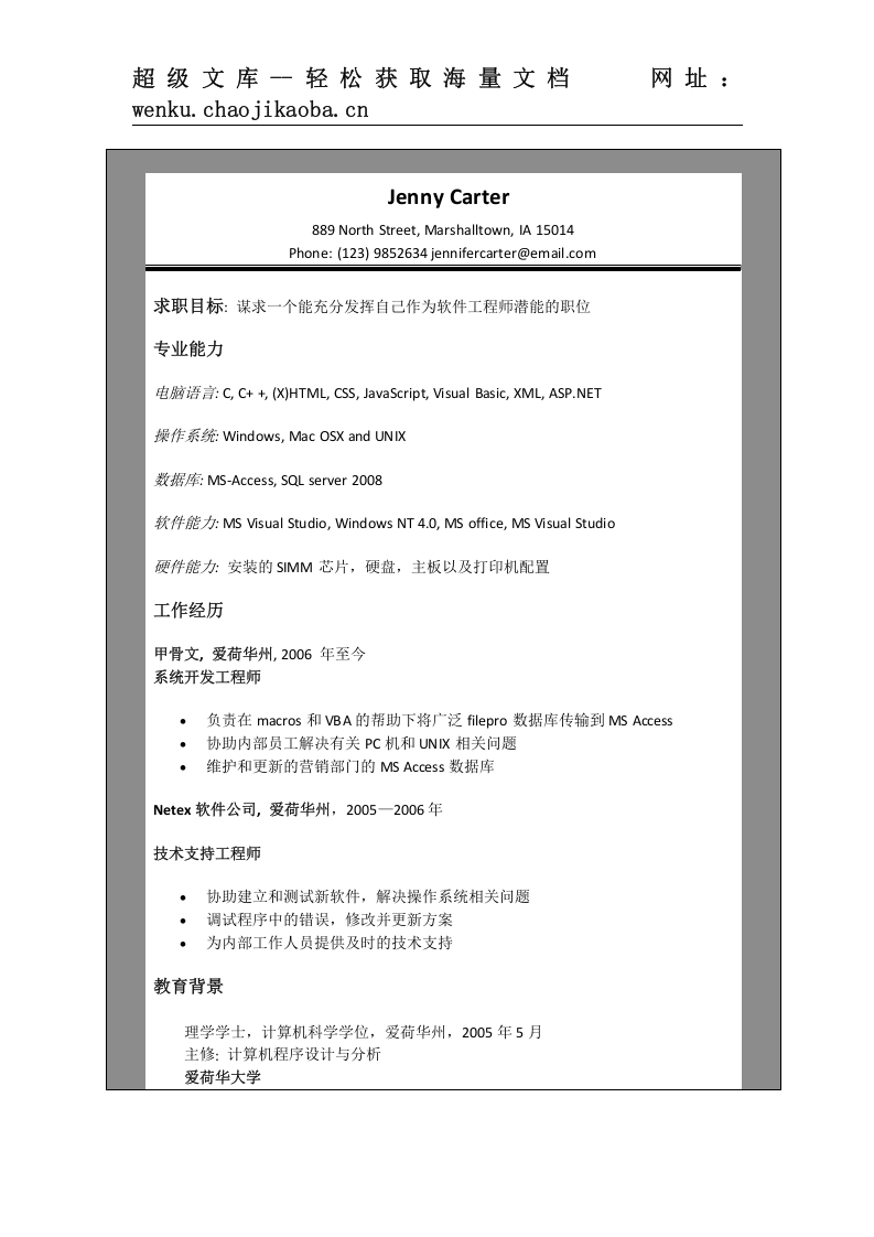 世界500强简历模板 (29).doc 第3页