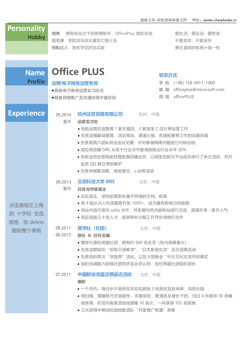 运营专员简历模板.docx 第2页