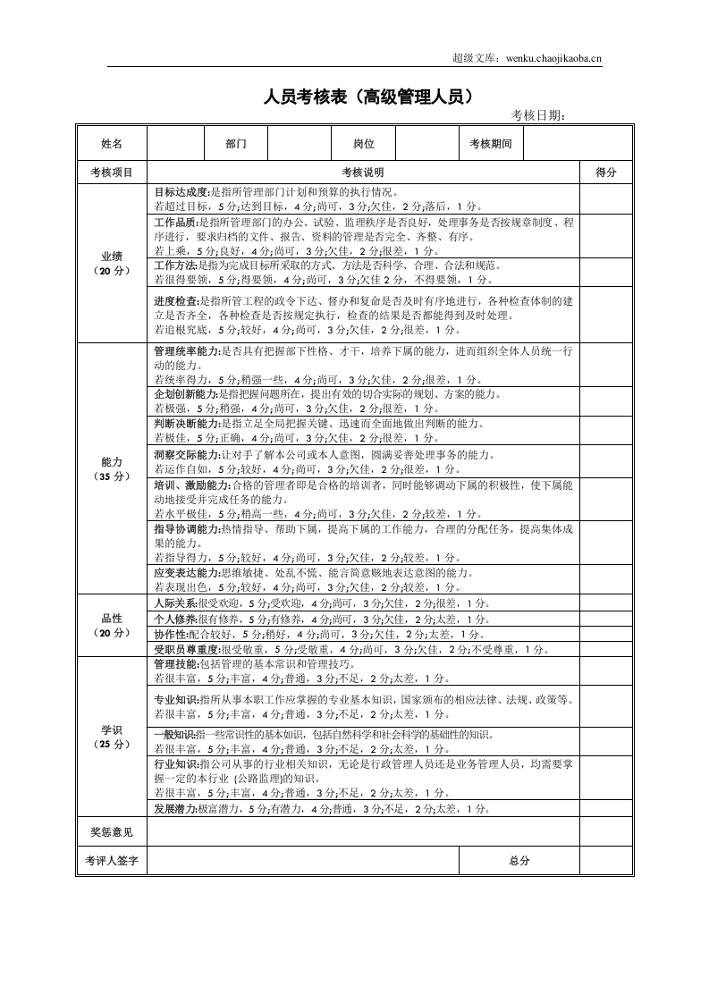 年终考核表（普通与高层管理人员）.doc 第2页