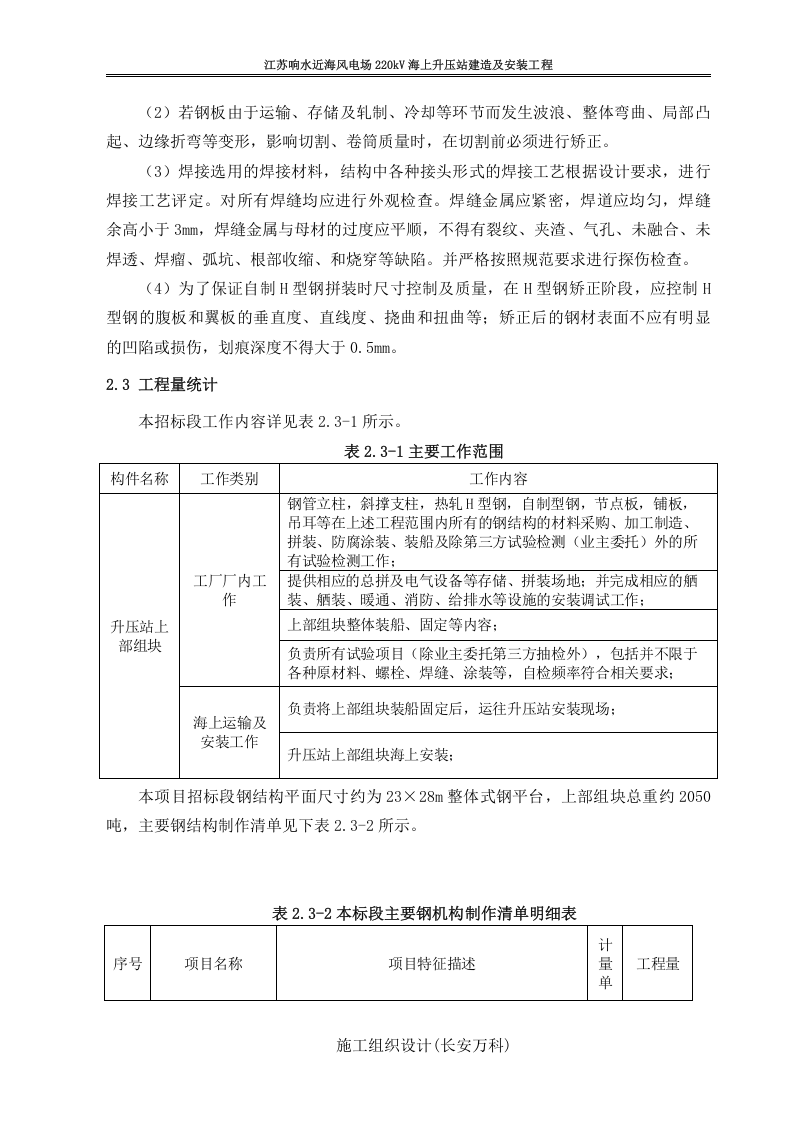 江苏响水近海风电场220kV海上升压站建造及安装工程-施工组织设计.docx 第3页