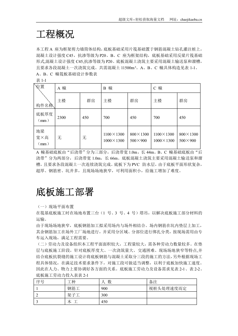 北京SOHO现代城地下室底板施工方案.doc 第2页