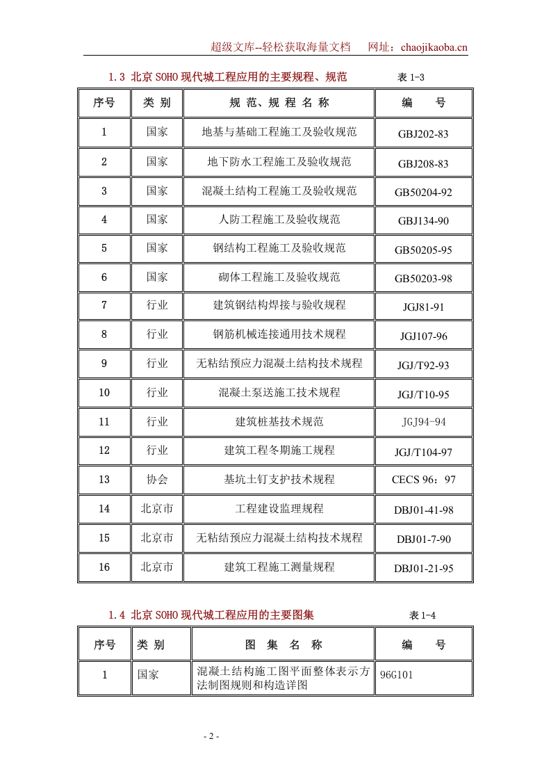 北京SOHO现代城工程施工组织设计.DOC 第2页