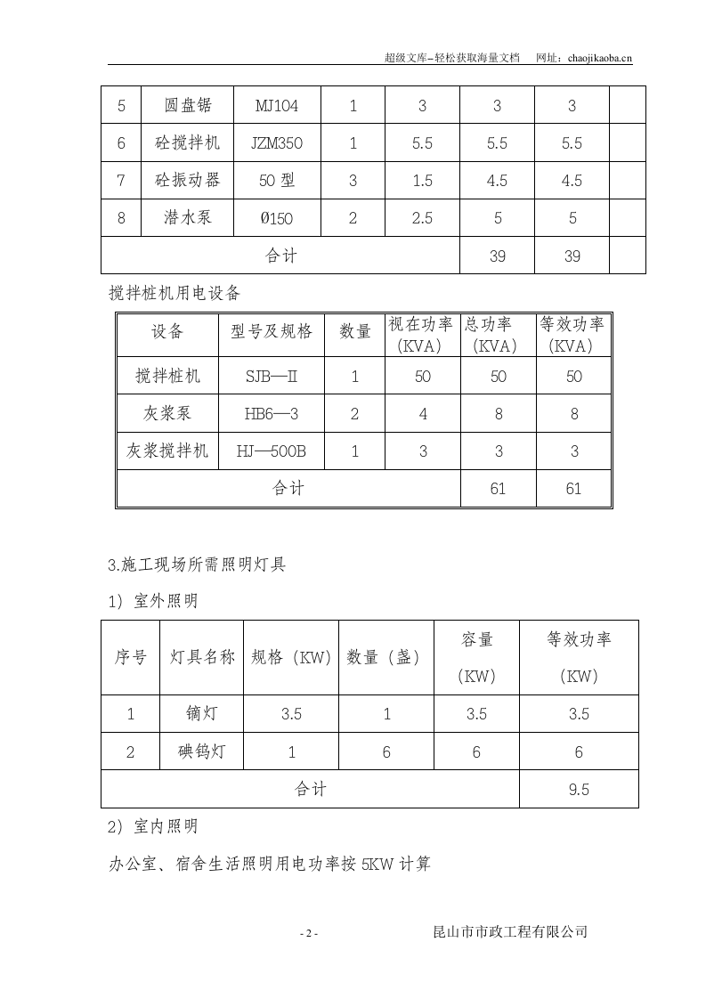 北区长江北路污水泵站工程施工用电方案.doc 第2页