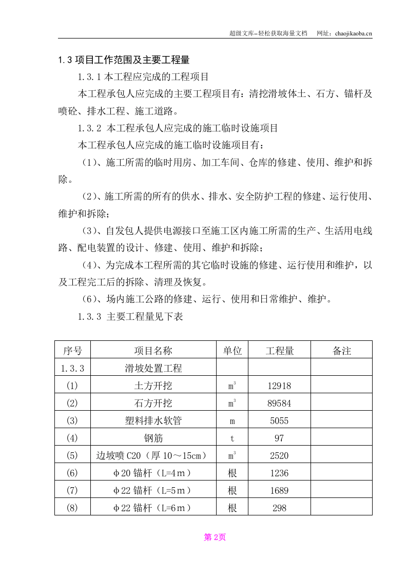 某水库左坝肩上坝公路边坡滑坡治理施工组织.doc 第2页