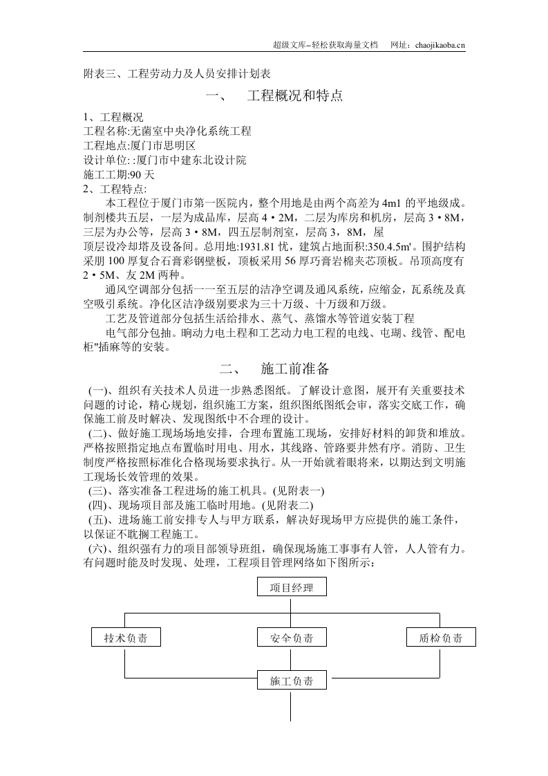 无菌室中央净化系统工程施工组织设计.doc 第2页