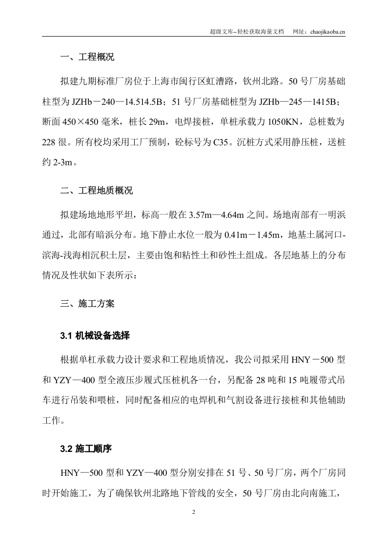 上海50#、51#通用厂房静压桩工程施组设计.doc 第2页
