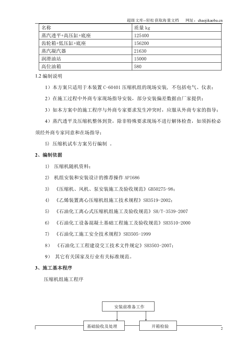 神华宁煤煤基烯烃项目C-60401离心式压缩机安装施工方案.doc 第2页