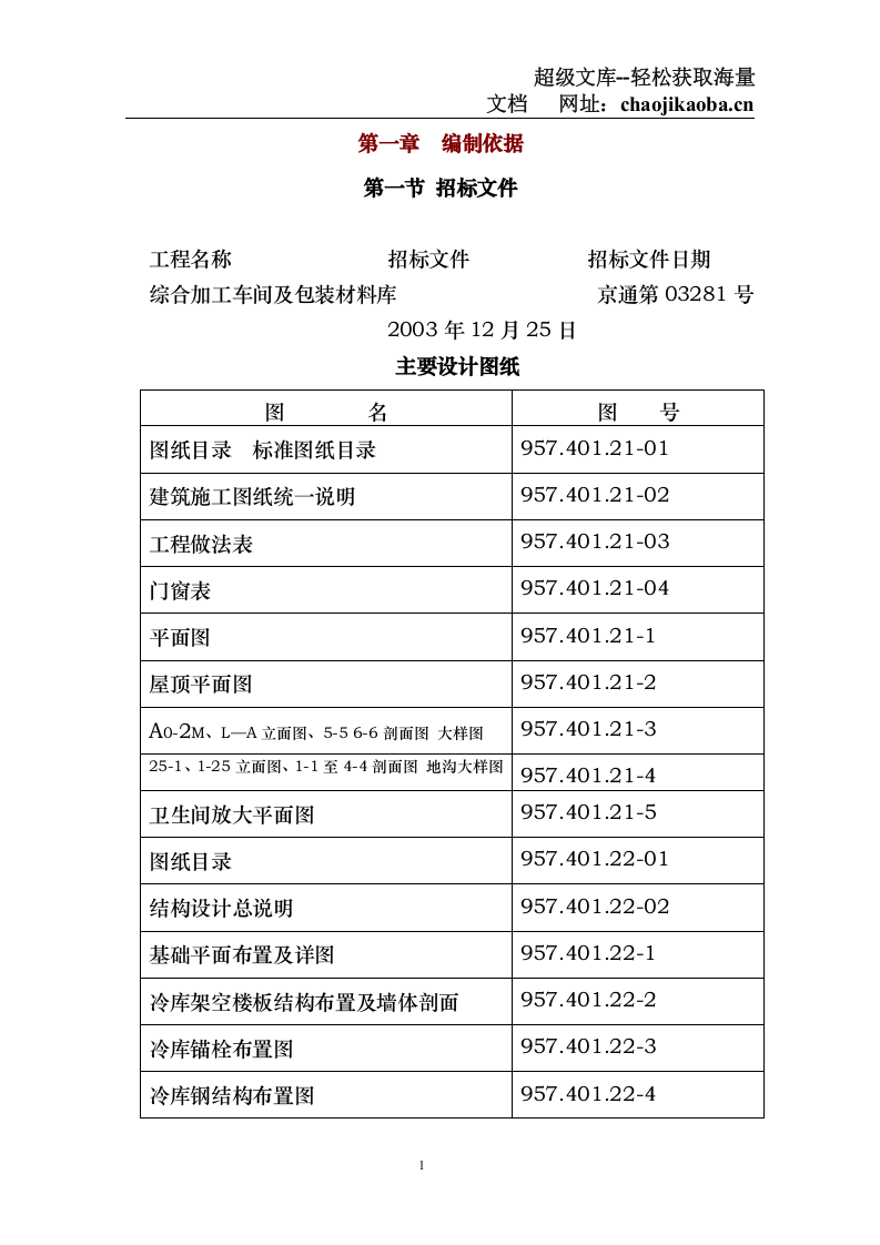 综合加工车间及包装材料库施工组织设计.doc 第1页