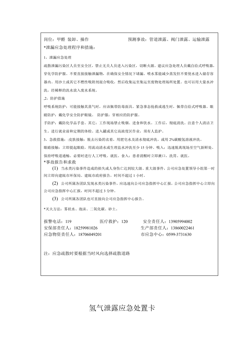 【处置卡模板】危险化学品现场处置卡(甲醇、甲醛、氢气).docx 第3页