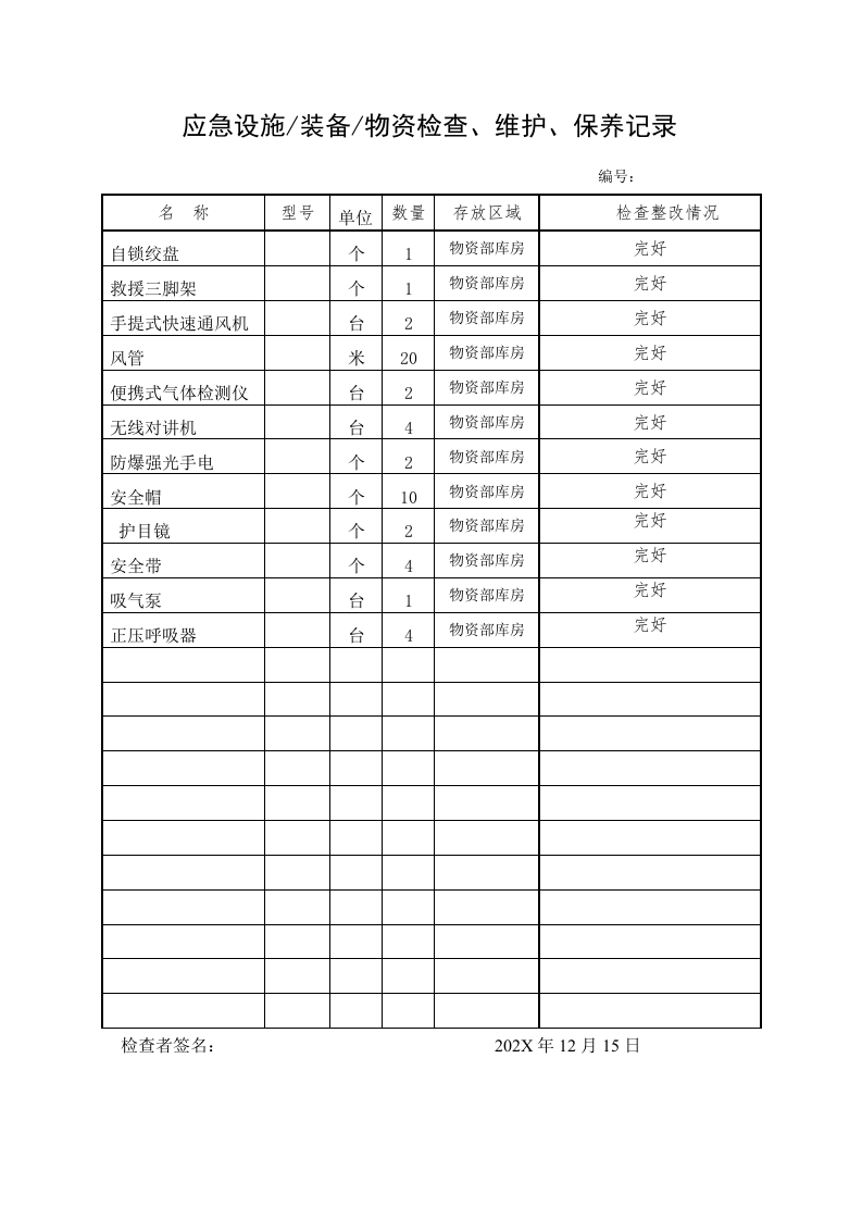 10.2 应急物资检查、维护、保养记录.docx 第4页