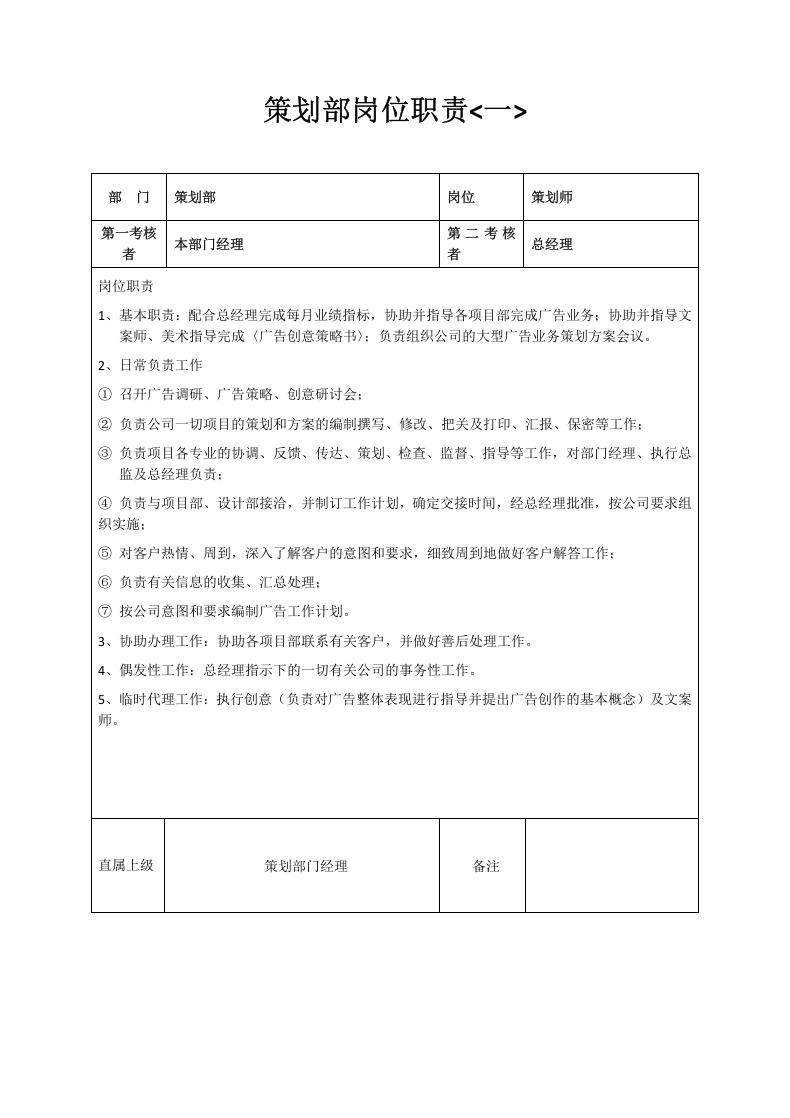策划部绩效考核方案及相关表格.docx 第3页