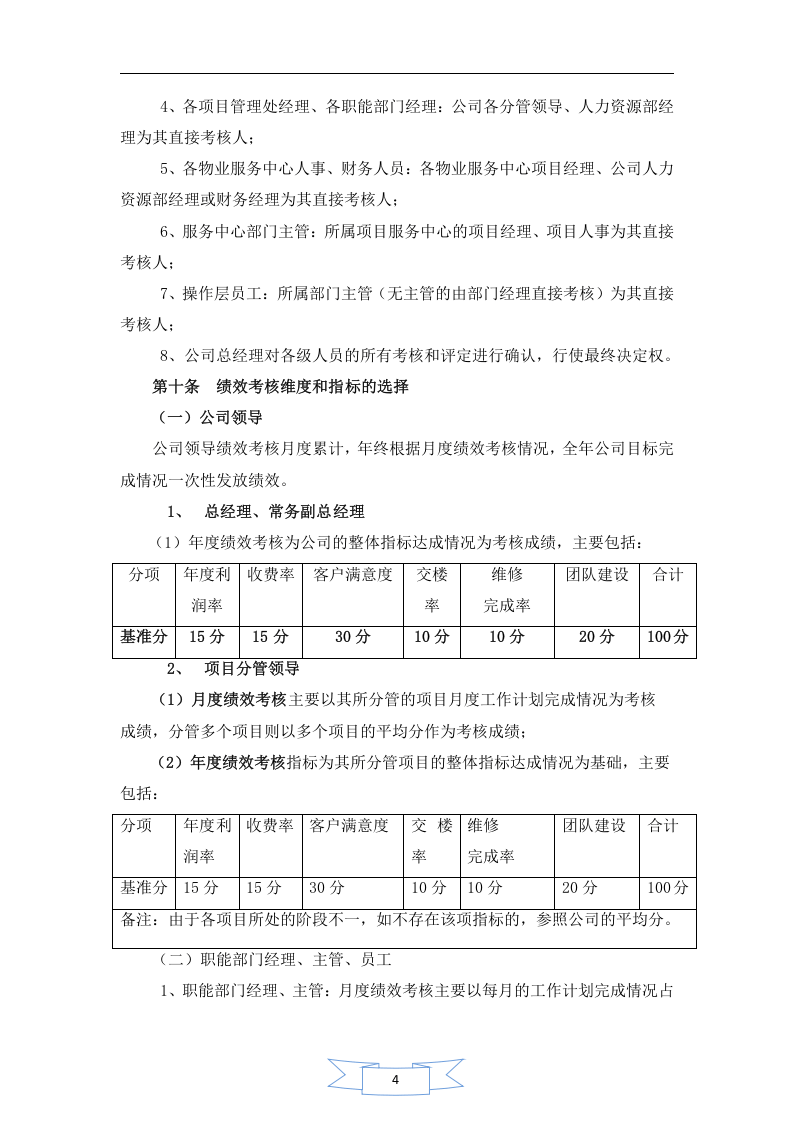 物业管理公司绩效考核管理制度.doc 第4页