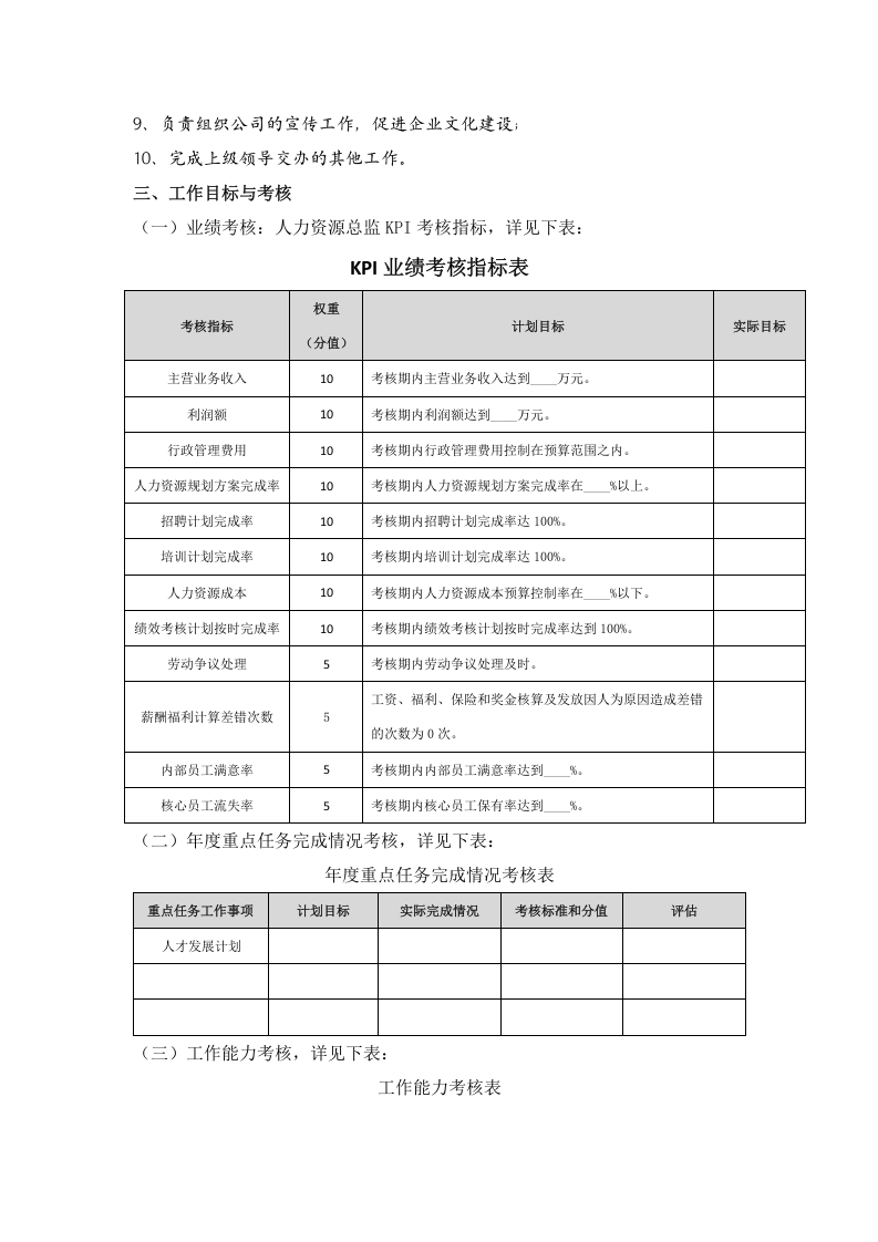 人力资源总监绩效考核目标责任书.docx 第2页