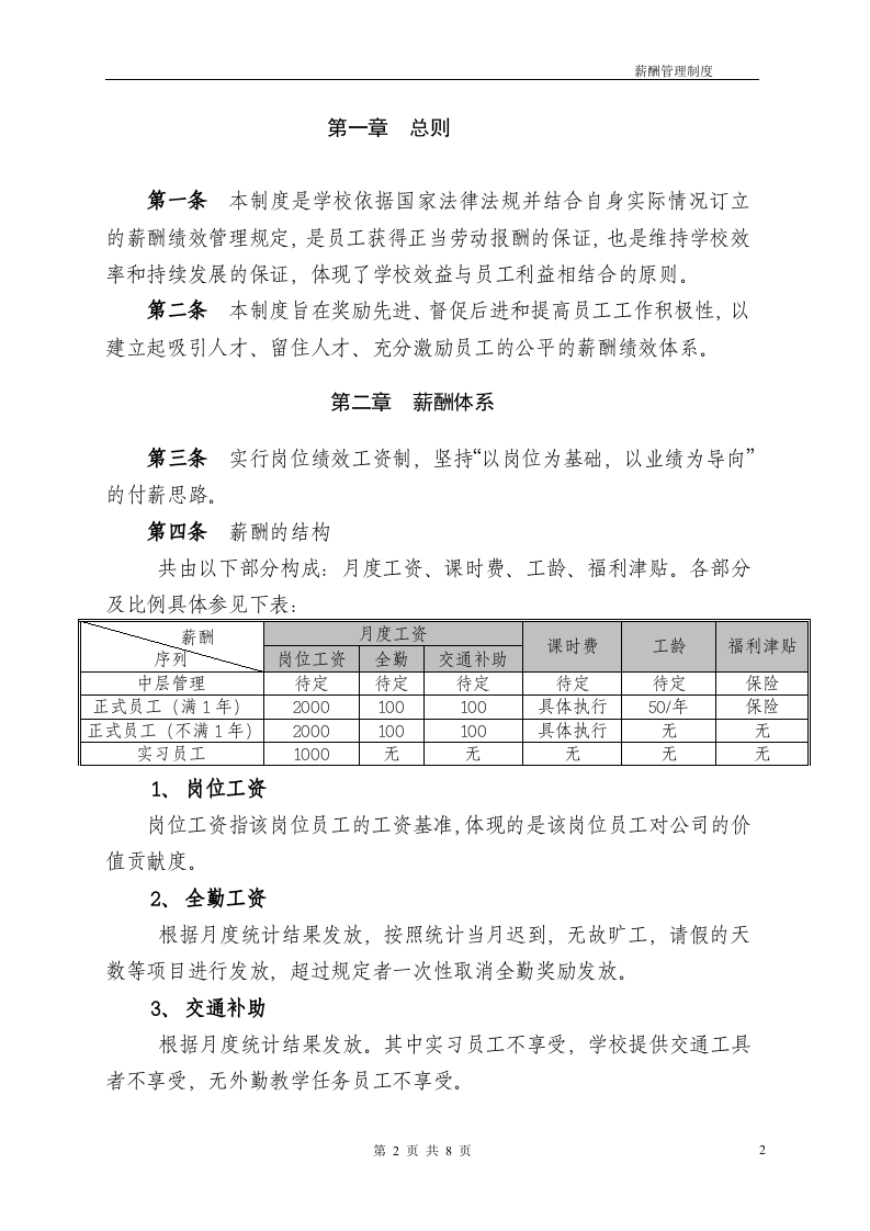 某培训机构-薪酬绩效管理制度.doc 第2页