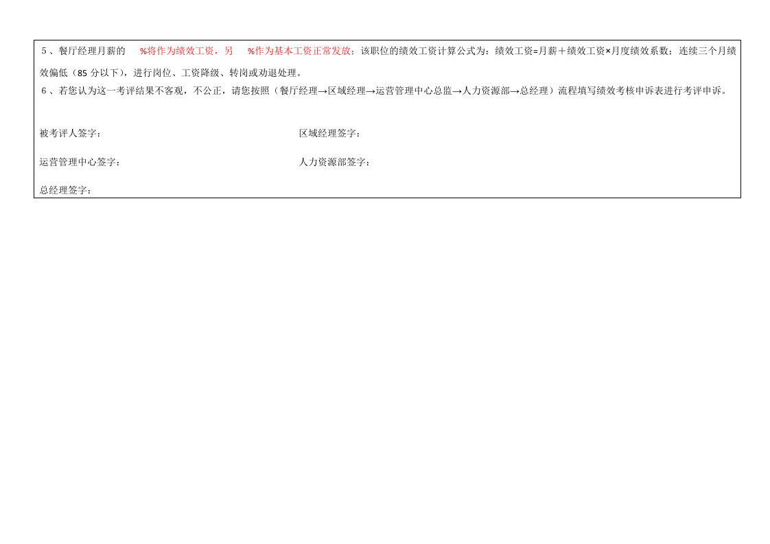 餐厅经理月度绩效考核评分表-33eab4c642323968011ca300a6c30c225801f042.docx 第3页