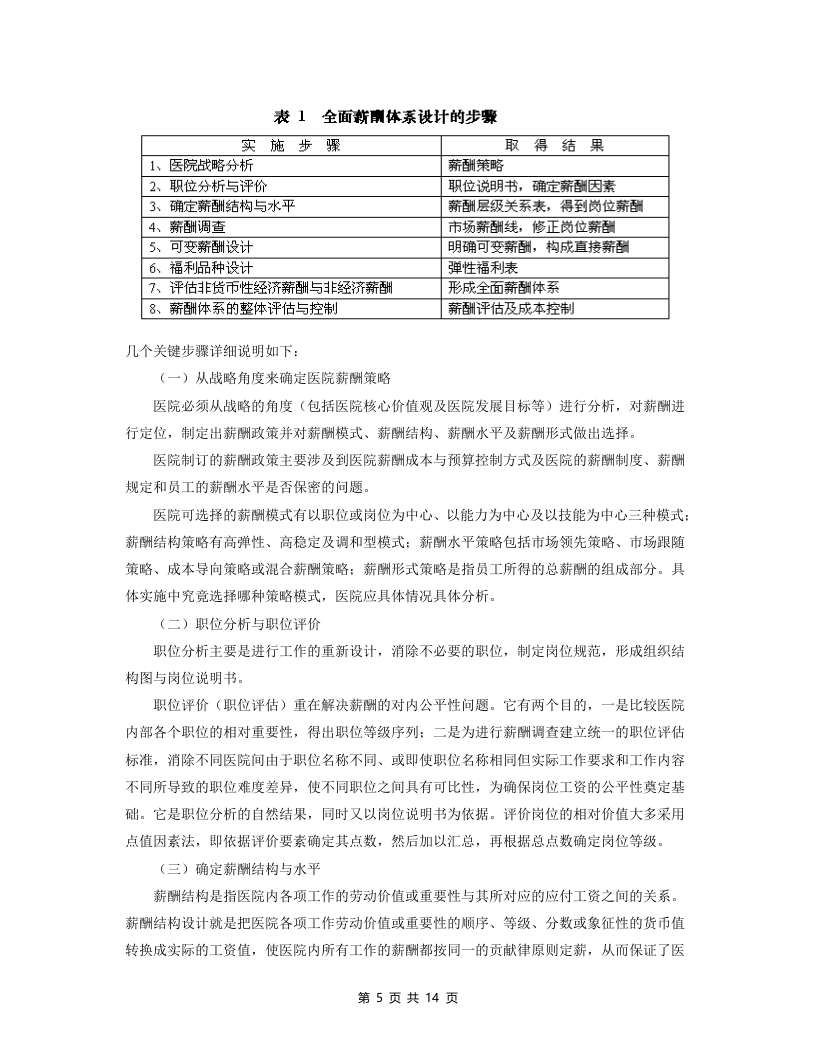 国内医院薪酬管理体系设计方案14页.doc 第5页