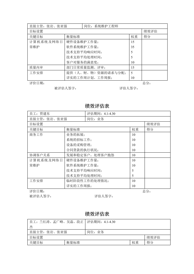 信息工程部绩效评估表_个人.doc 第4页