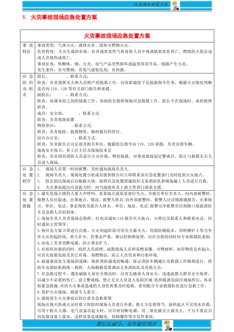 20个表格式，应急救援预案现场处置方案.doc 第3页