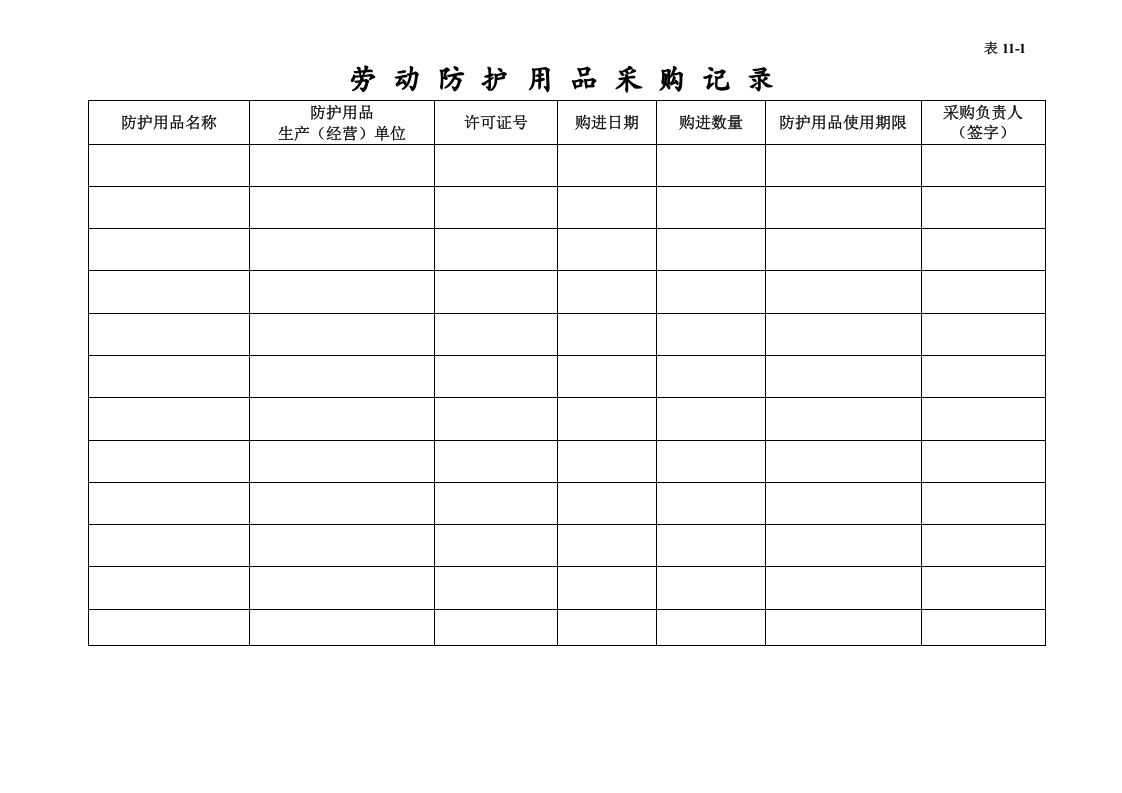 编号11 企业劳保用品管理台账.docx 第3页
