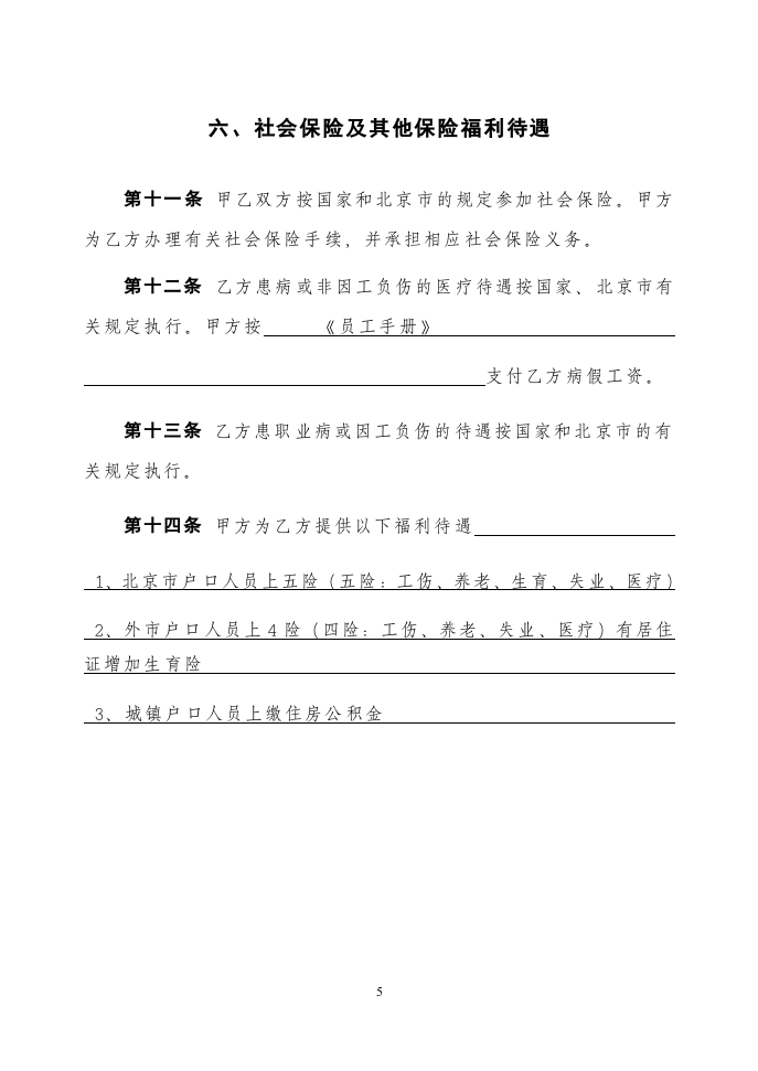 最新私营企业劳动合同样本.doc 第5页