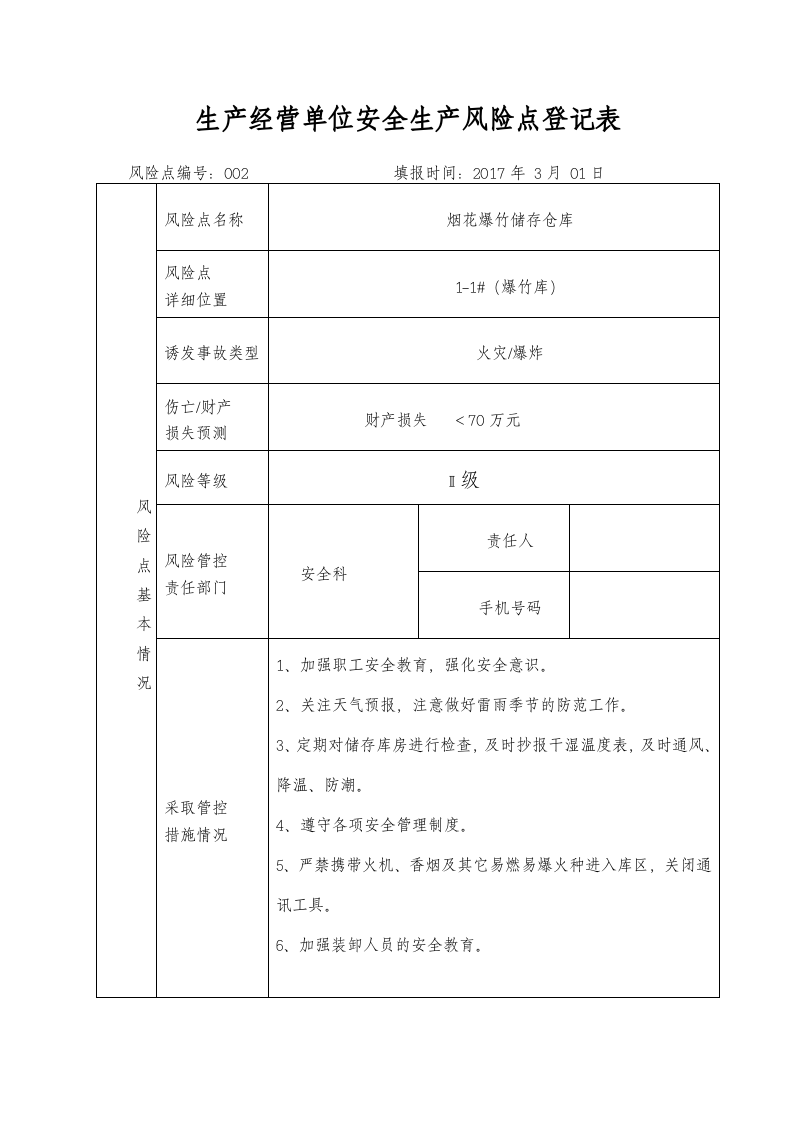 烟花爆竹有限公司风险点名册.doc 第5页