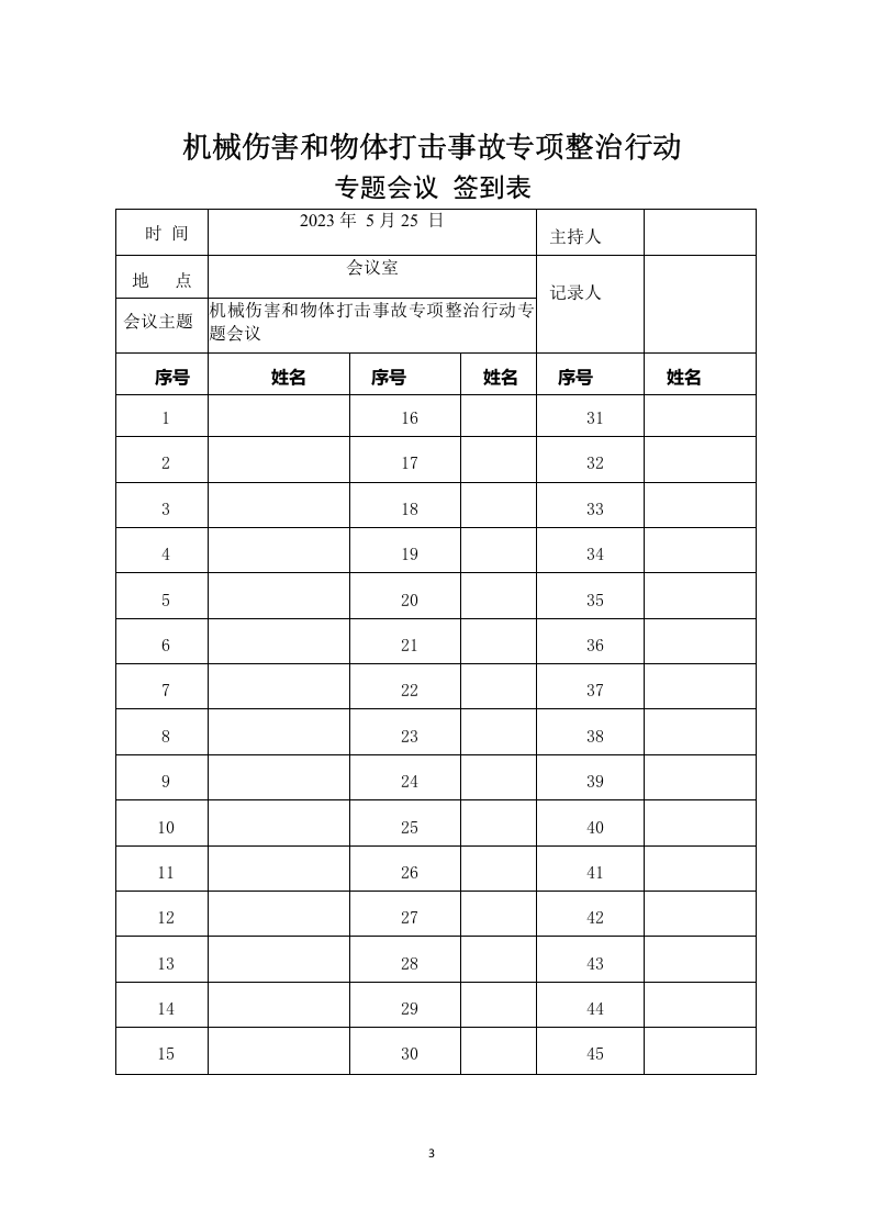 机械伤害和物体打击事故专项整治行动专题会议.docx 第3页