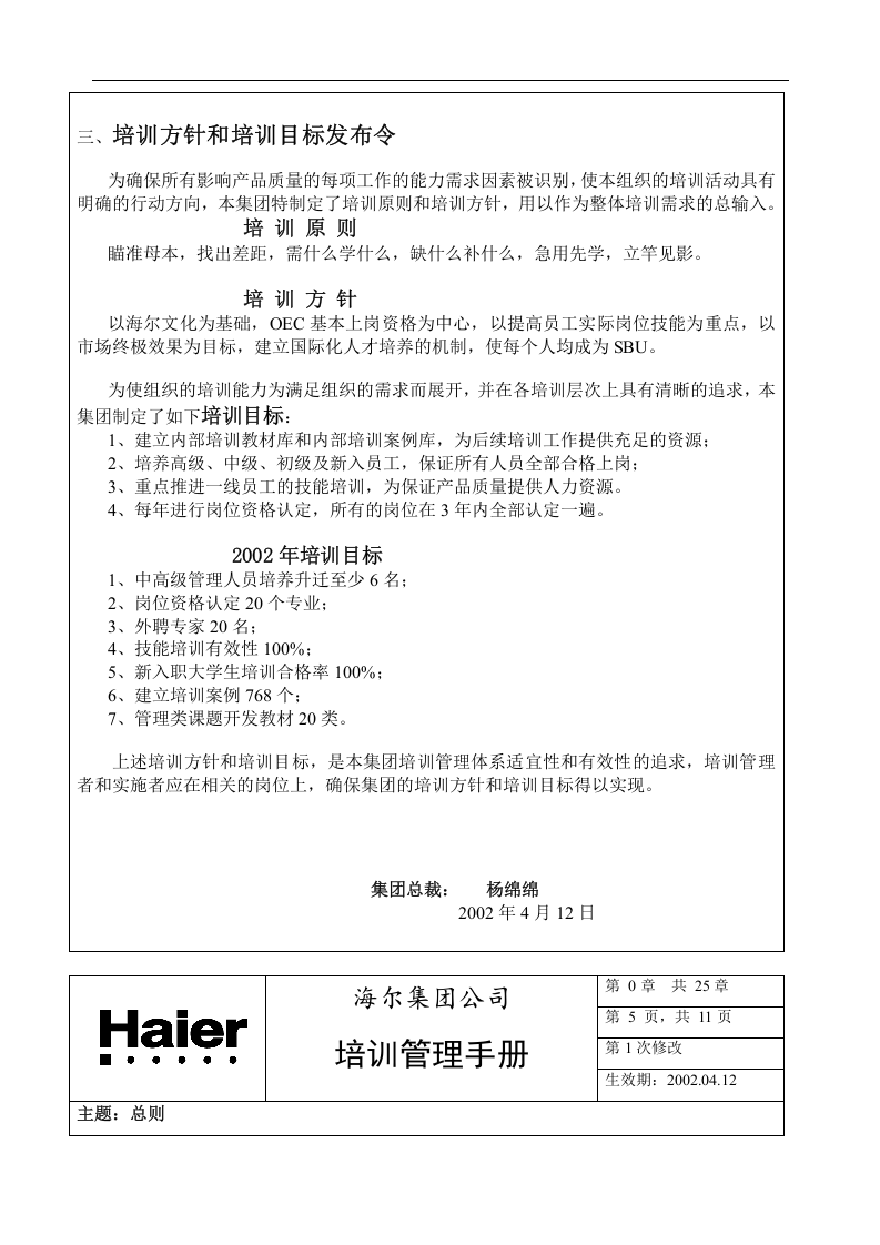 华彩-舜宇项目&mdash;海尔培训管理手册.doc 第5页