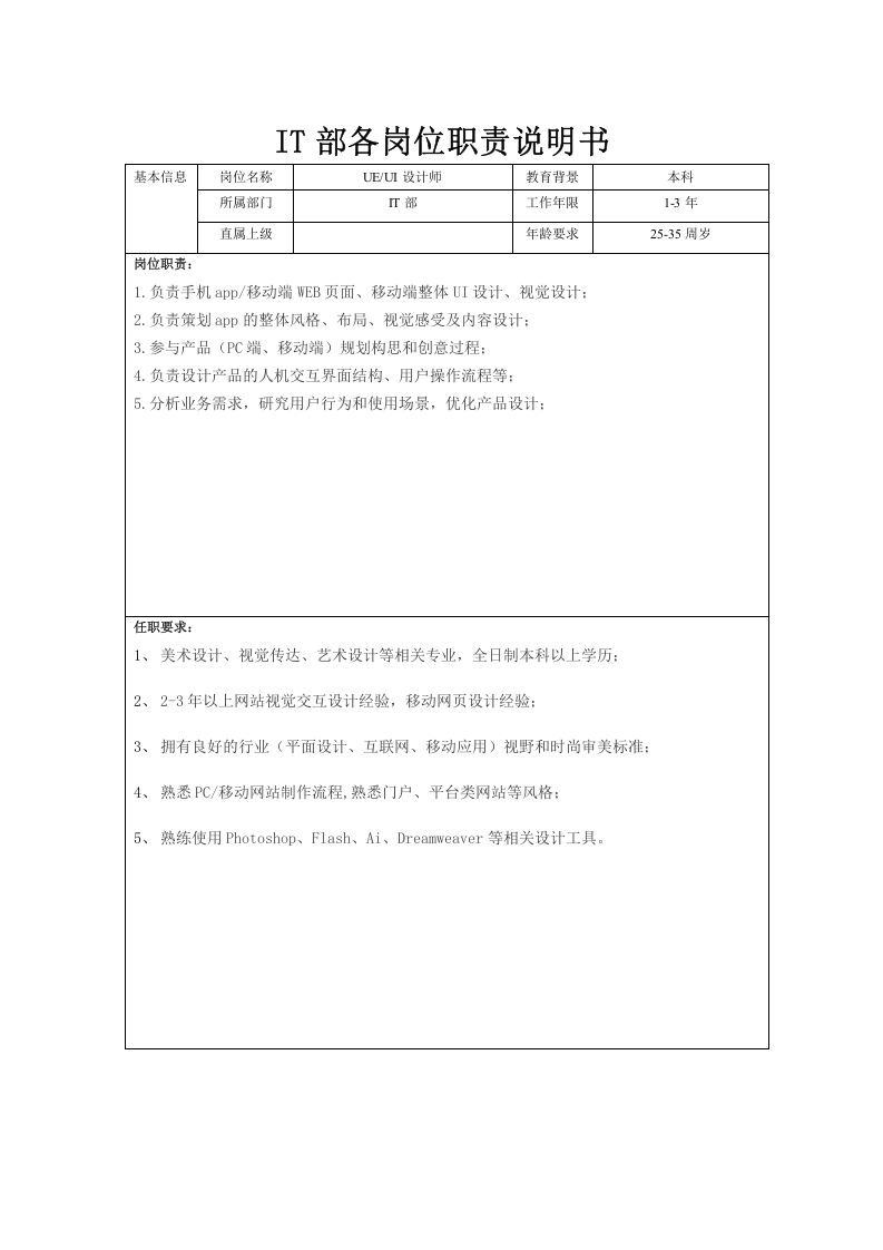 IT部岗位说明书.doc 第5页