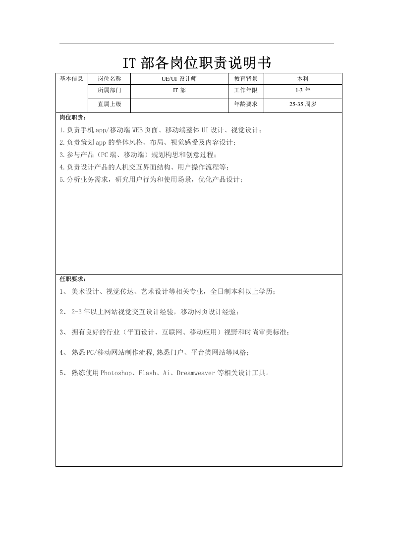 IT部岗位说明书资料.doc 第5页