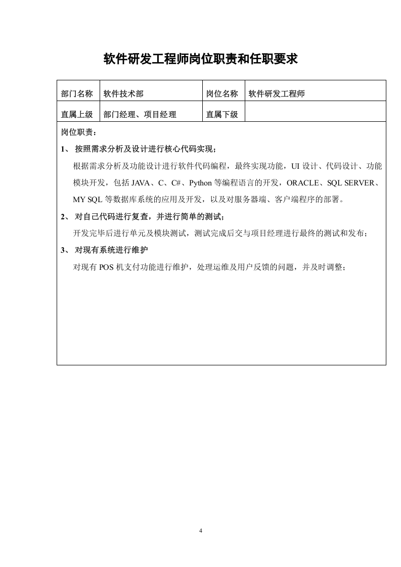 软件公司软件技术部岗位职责.doc 第4页