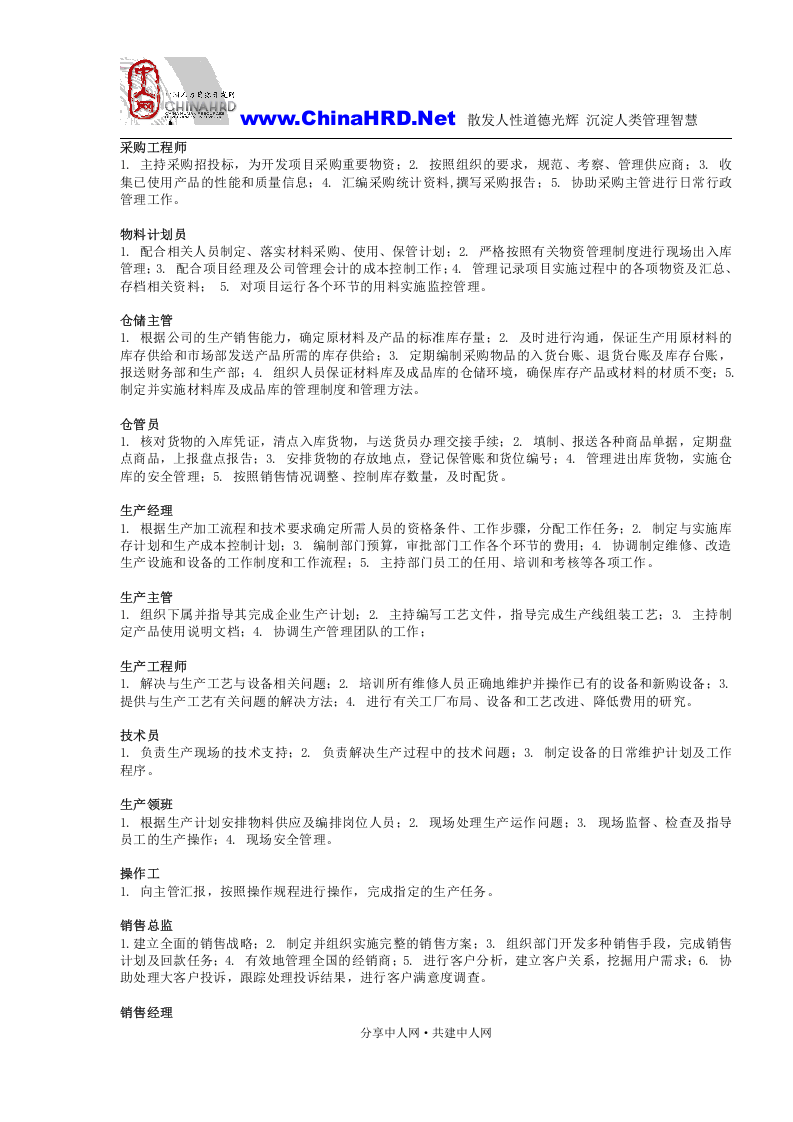 01-生产制造企业岗位说明.doc 第3页