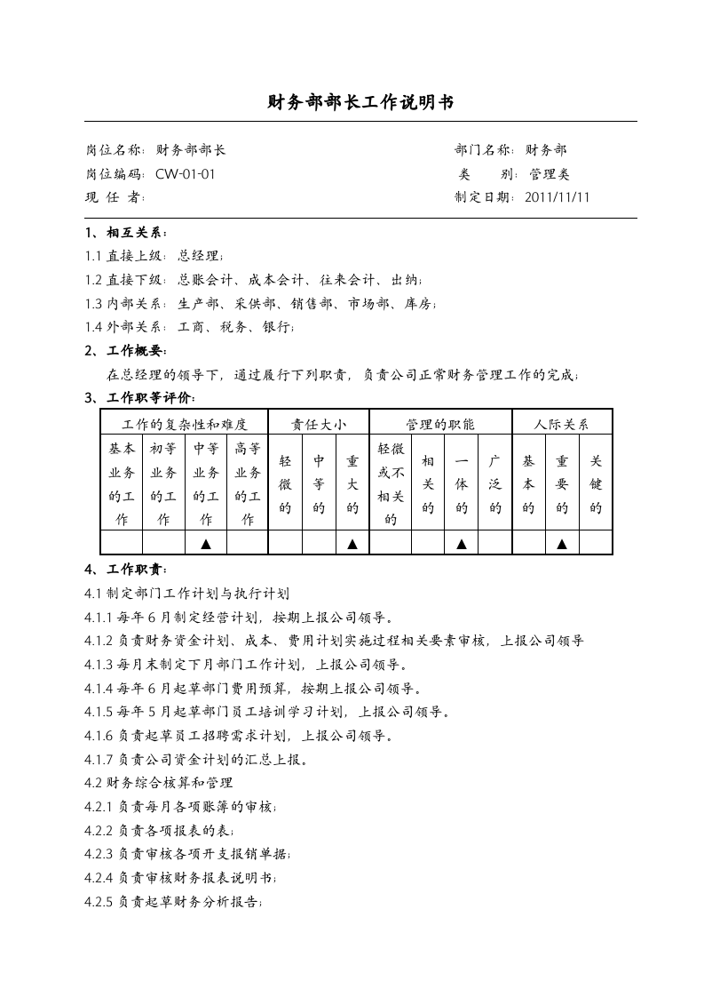 生产企业财务部岗位职责及权限.doc 第2页