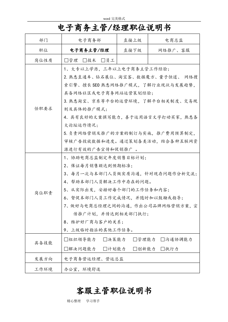 电商公司各职位说明书.doc 第2页