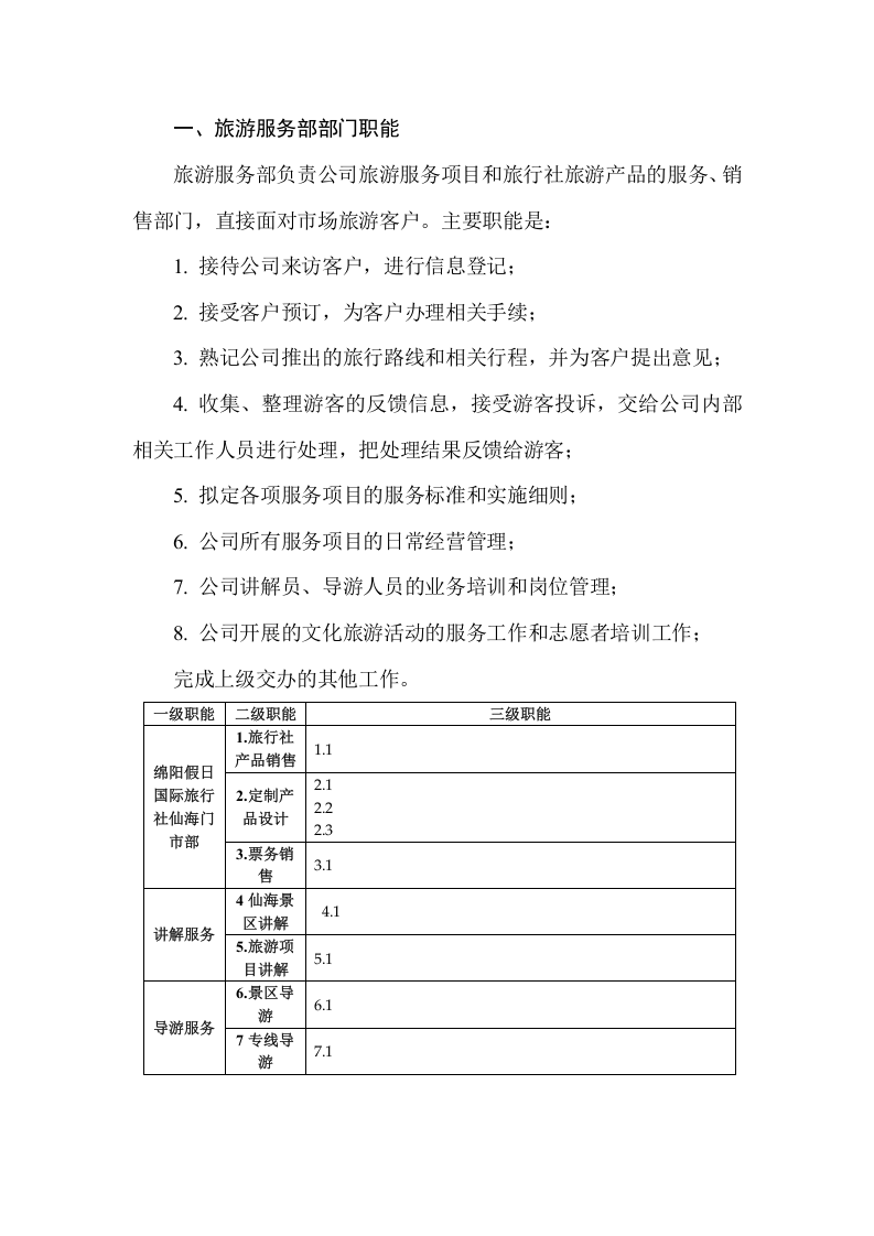 旅游部职能与岗位说明书---文本资料.doc 第2页