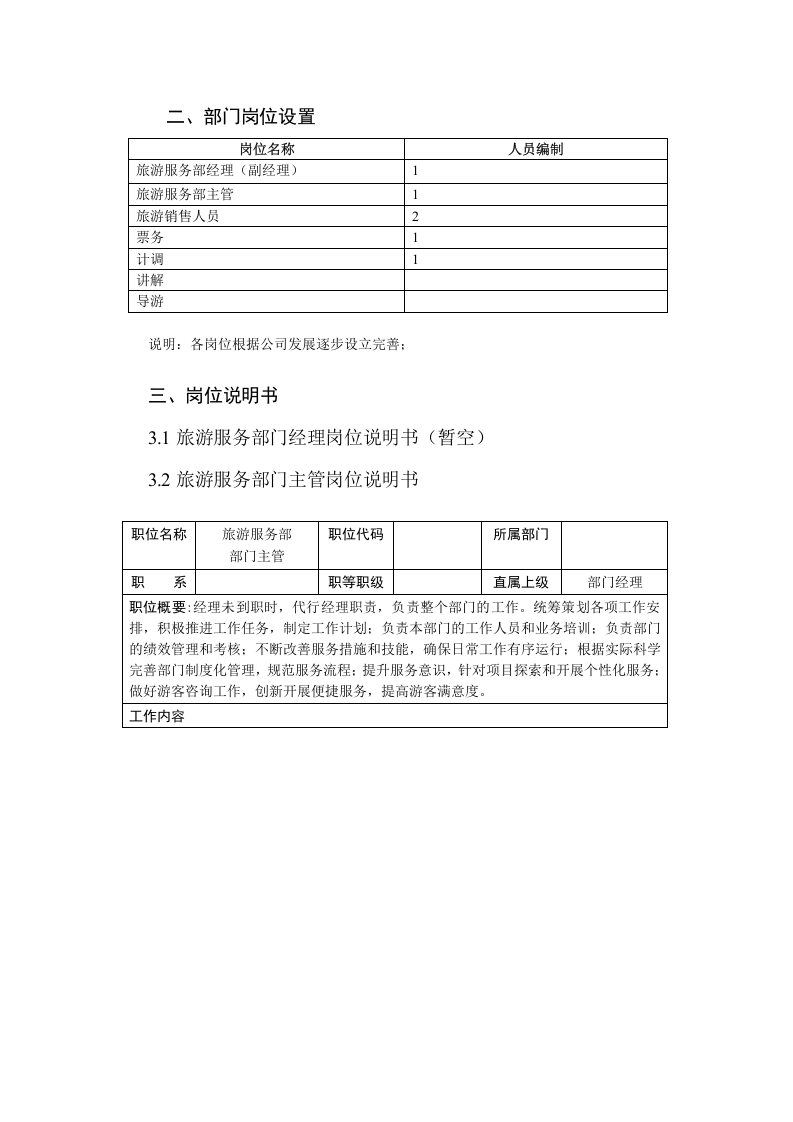 旅游部职能与岗位说明书---文本资料.doc 第3页