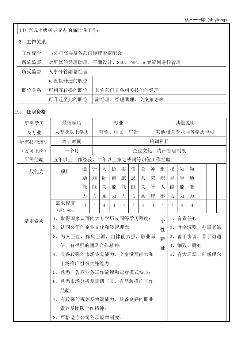 杭州十一郎珠宝公司企划部人员岗位职责.doc 第3页
