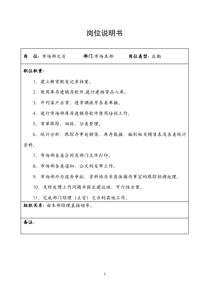 服装公司岗位职责说明书.doc 第5页
