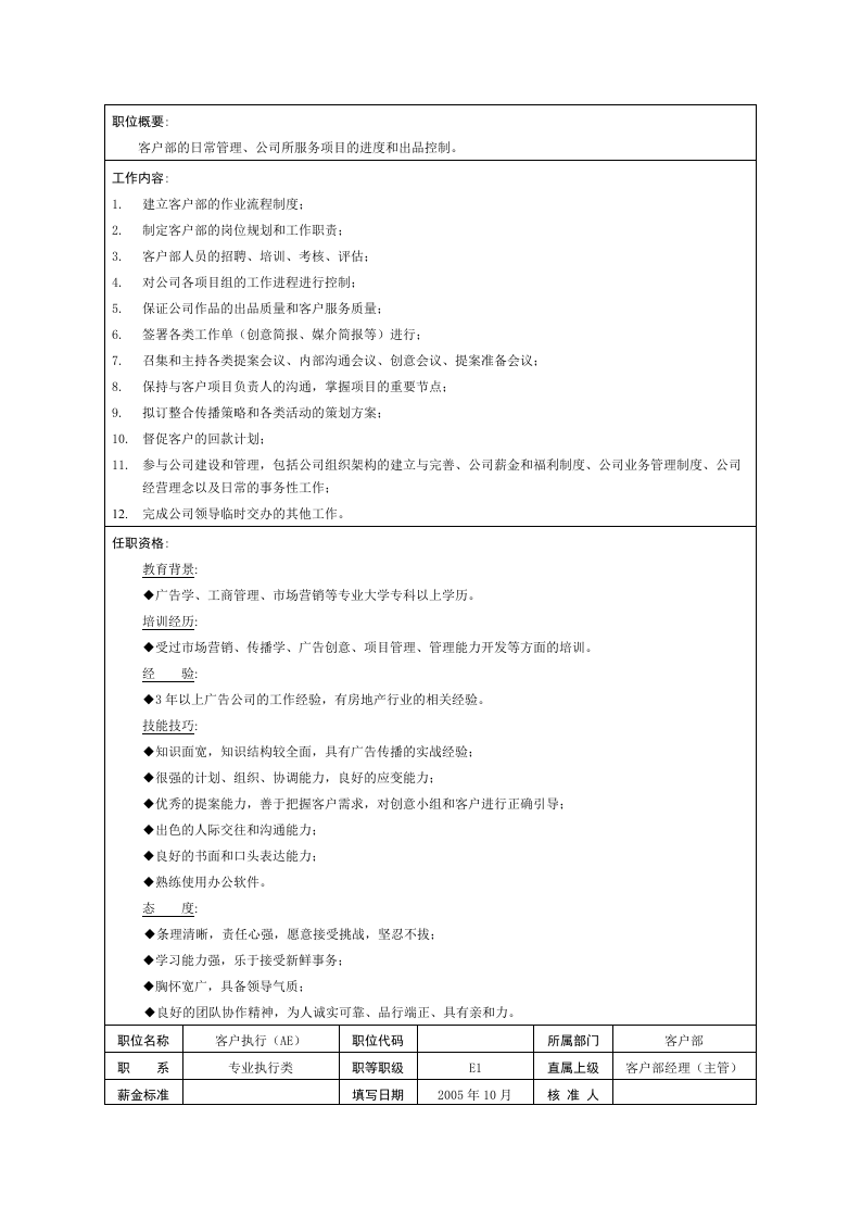 广告公司各职员职务说明书(doc-12页)全面优秀版.doc 第3页