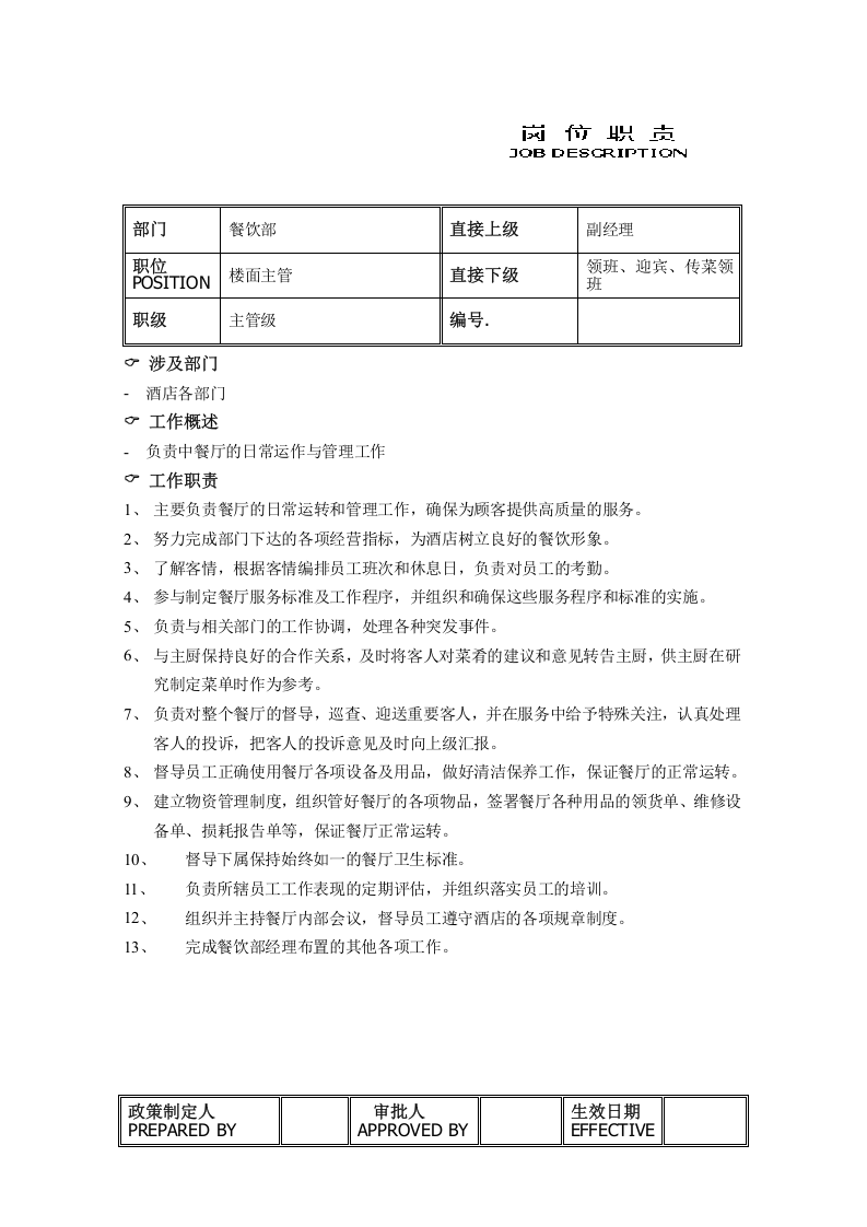 餐饮部各岗位职责.doc 第5页
